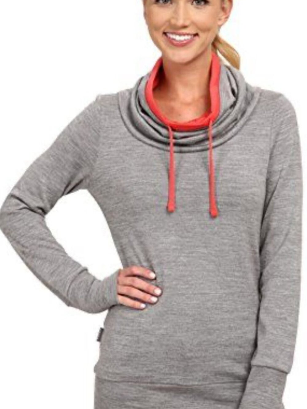 ICEBREAKER Merino‎ Wool Boreal Heather Gray Grapefruit Cowl Neck Sweater Top M